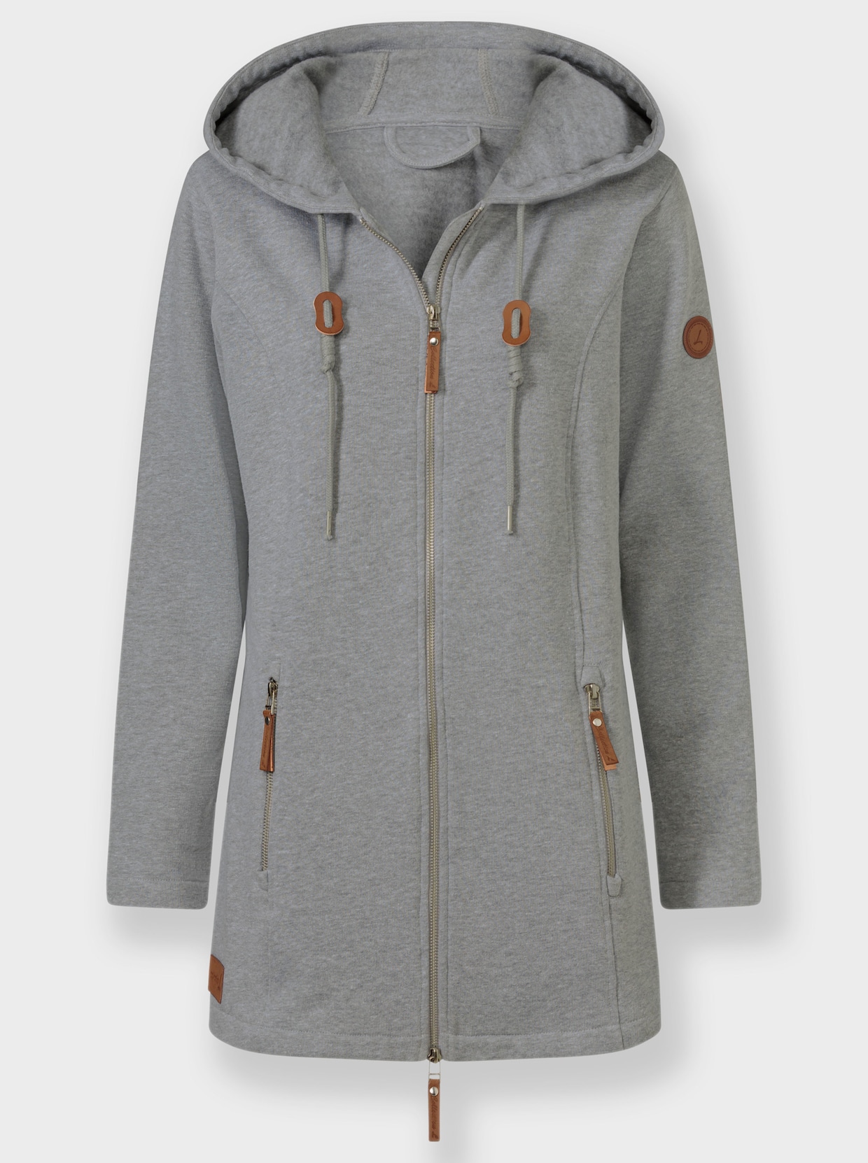 Sweatjacke - steingrau-meliert