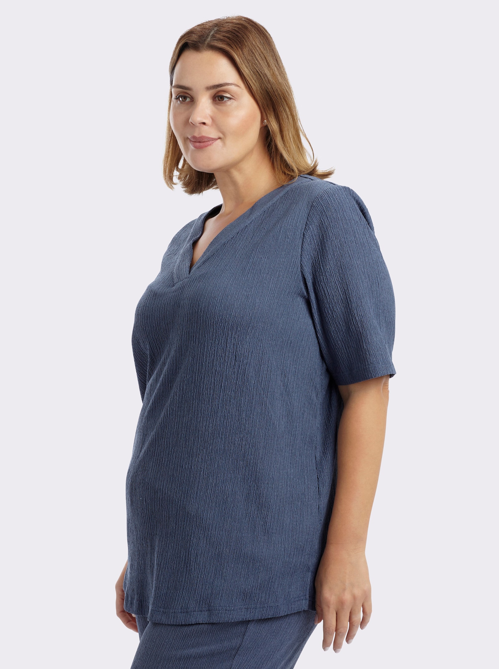 sheego Blusenshirt mit Halbarmen - rauchblau