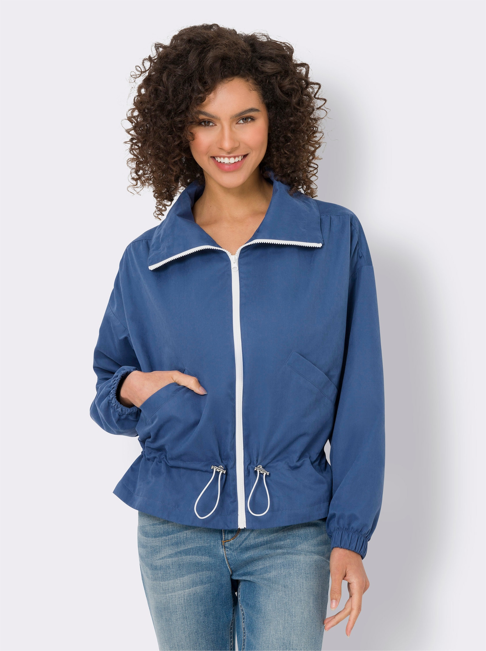 heine Outdoorjacke mit Tunnelzug in der Taille - jeansblau
