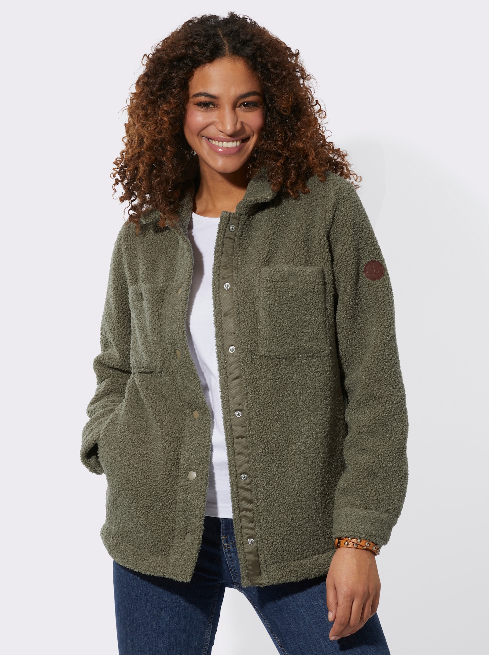 Jackenblazer aus Fleece - khaki