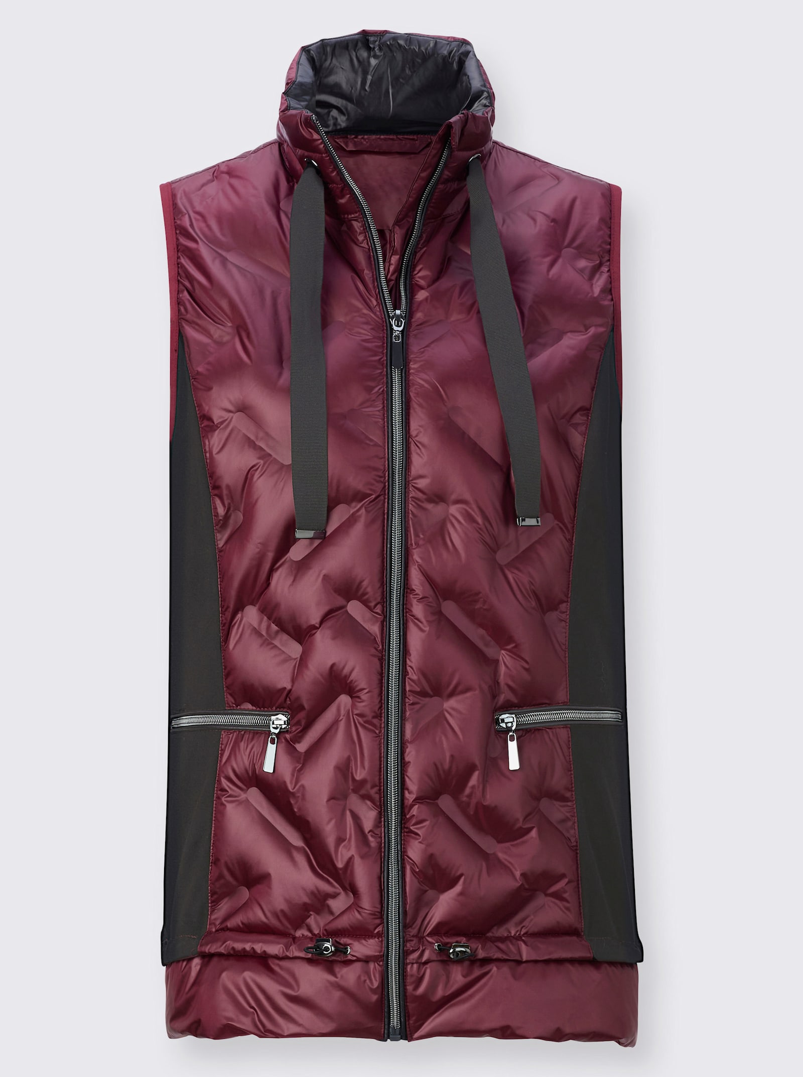 Steppweste mit Saum in 2-in-1-Optik - burgund-graphit