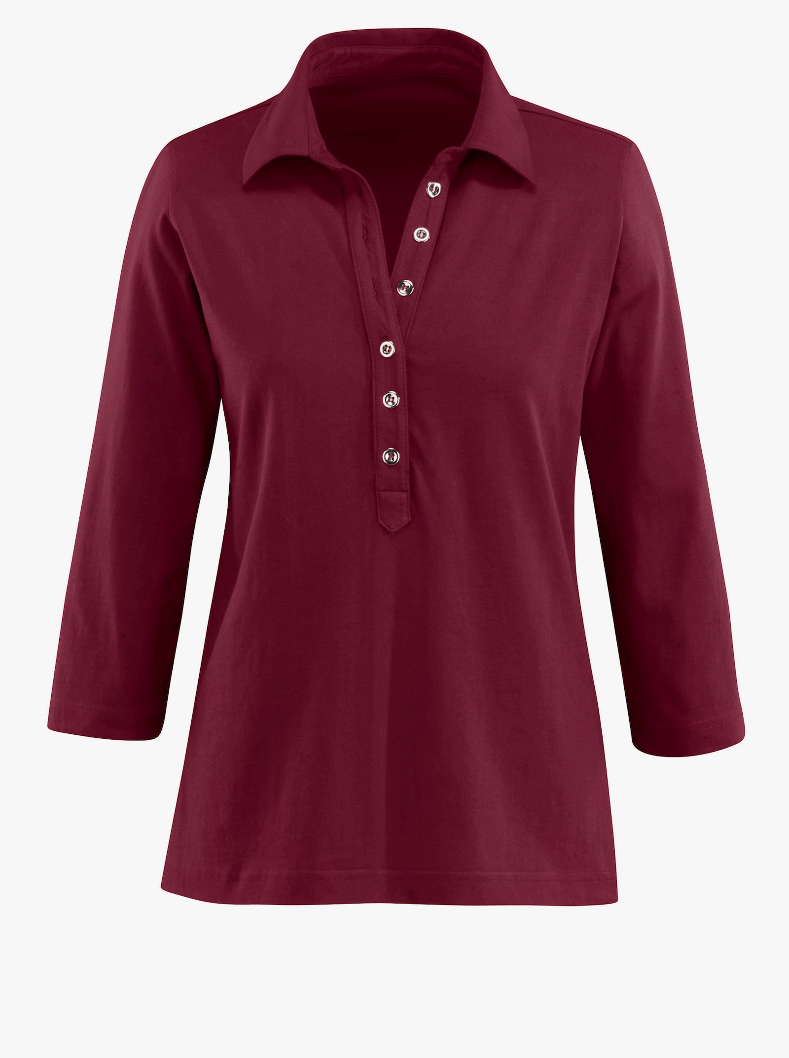 Poloshirt mit langer Knopfleiste - bordeaux
