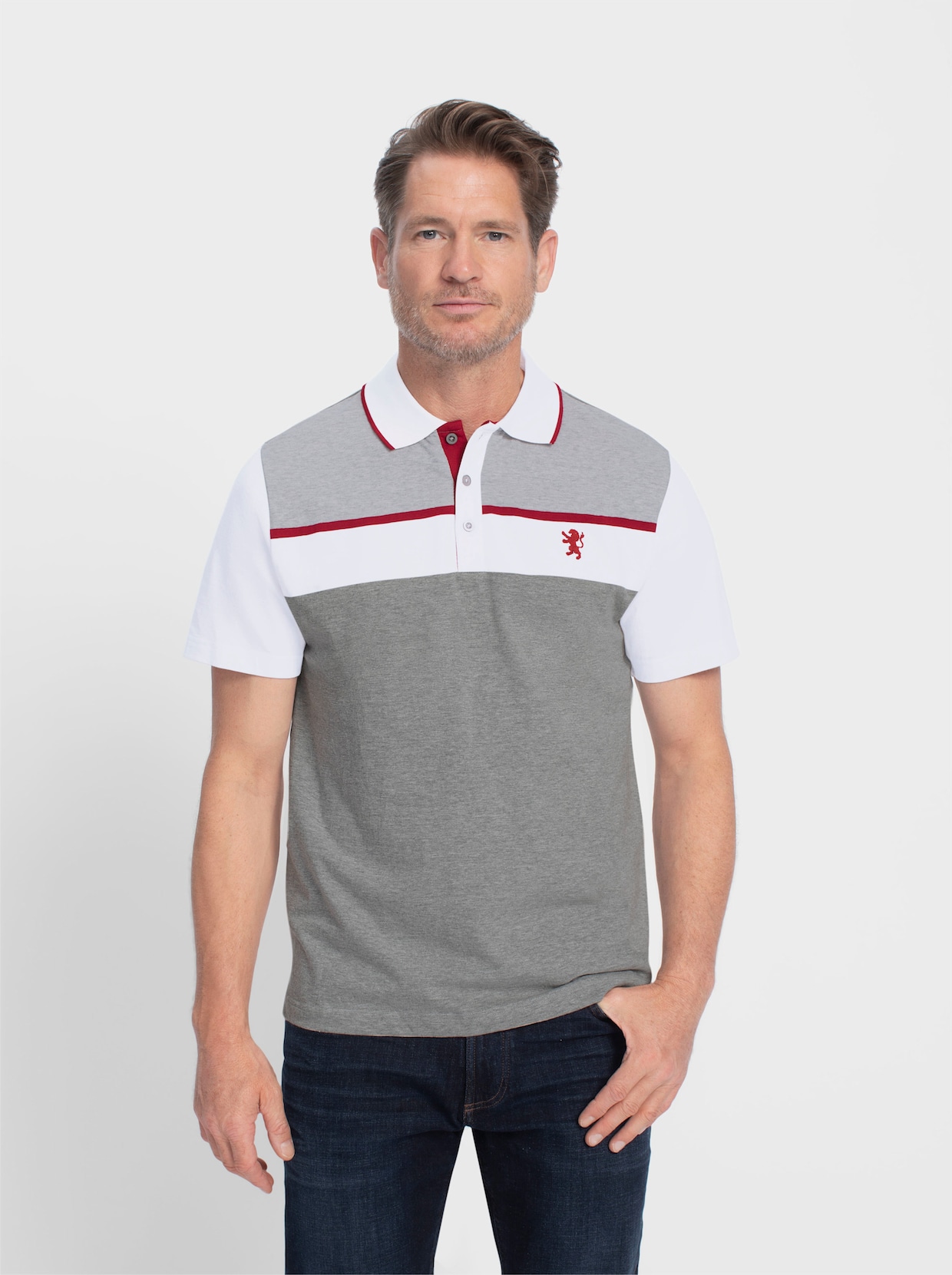 Marco Donati Shirt met korte mouwen - grijs/wit gemêleerd