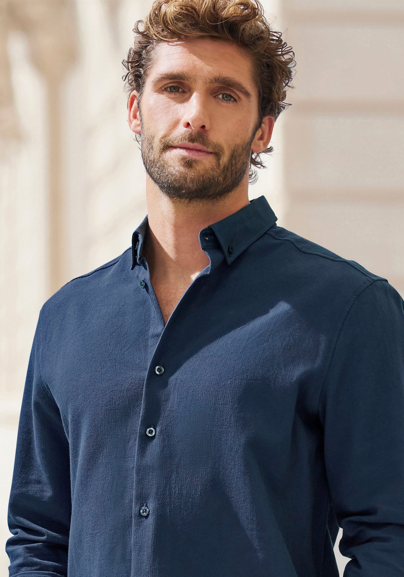 H.I.S Langarmhemd - dunkelblau