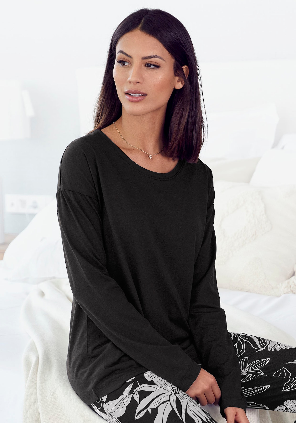 LASCANA Haut de pyjama - noir