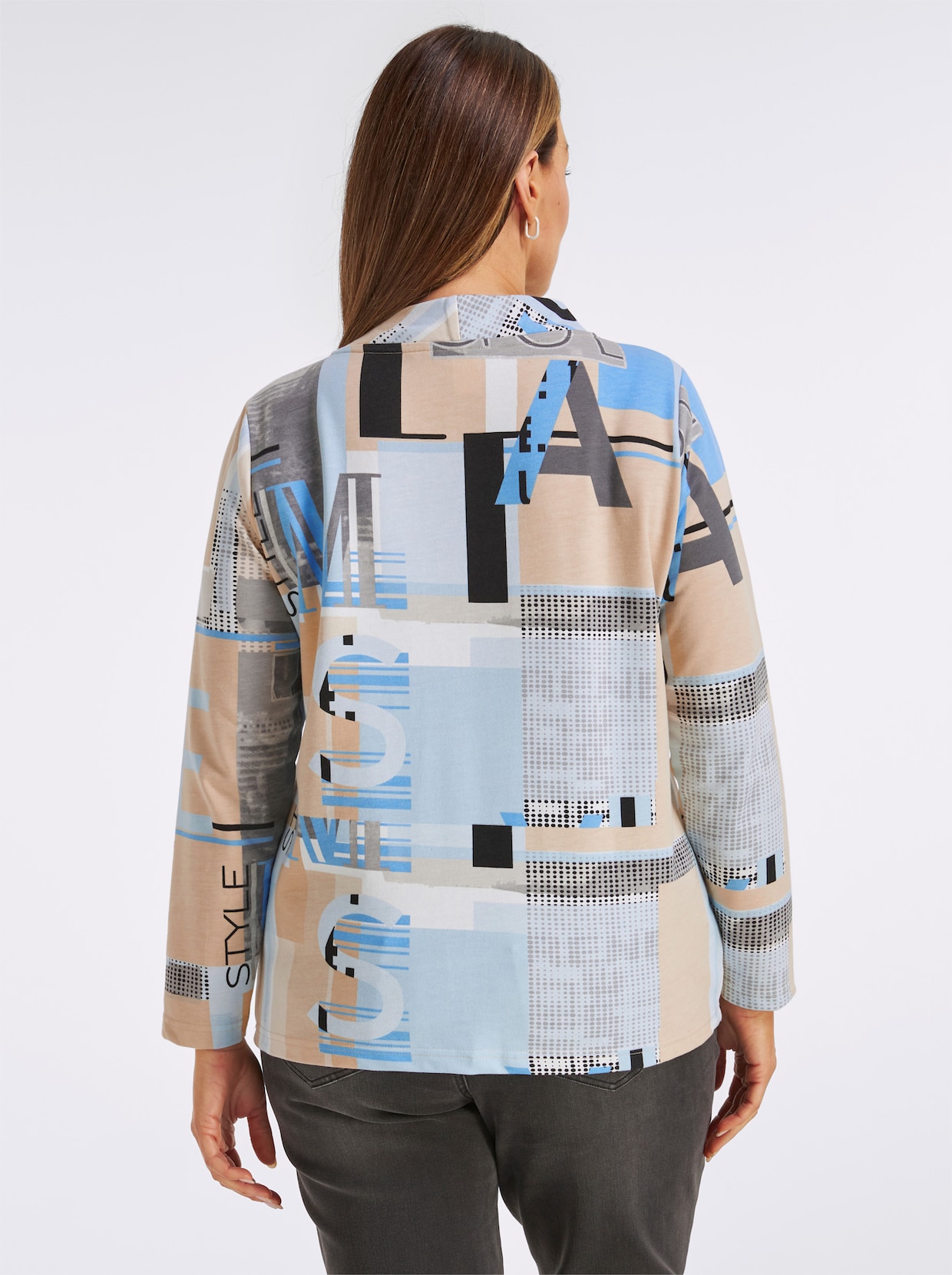 Sweatshirt mit Buchstaben-Print - himmelblau-ecru