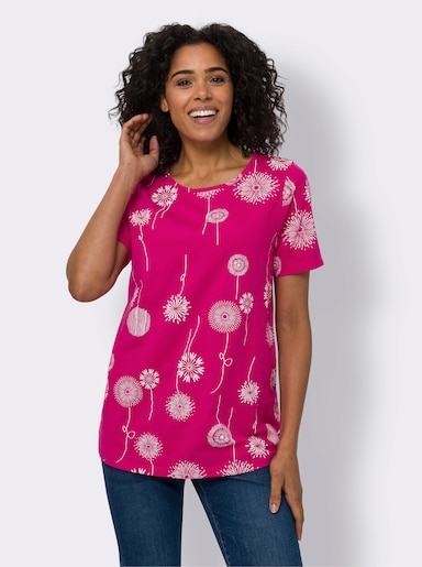 Lång topp - rosa-vit-med tryck