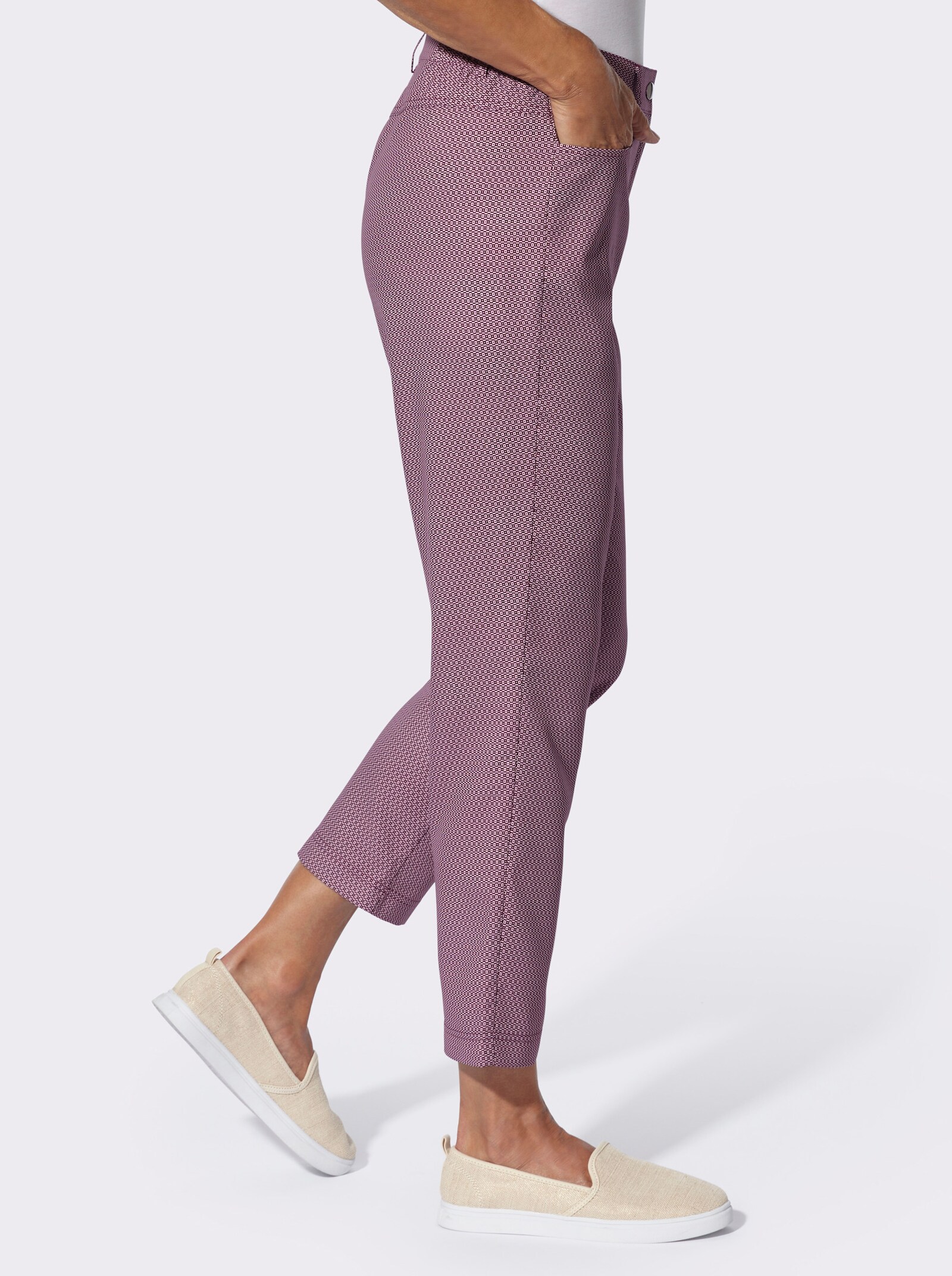 7/8-Hose im Minimal-Muster - rosé-bedruckt