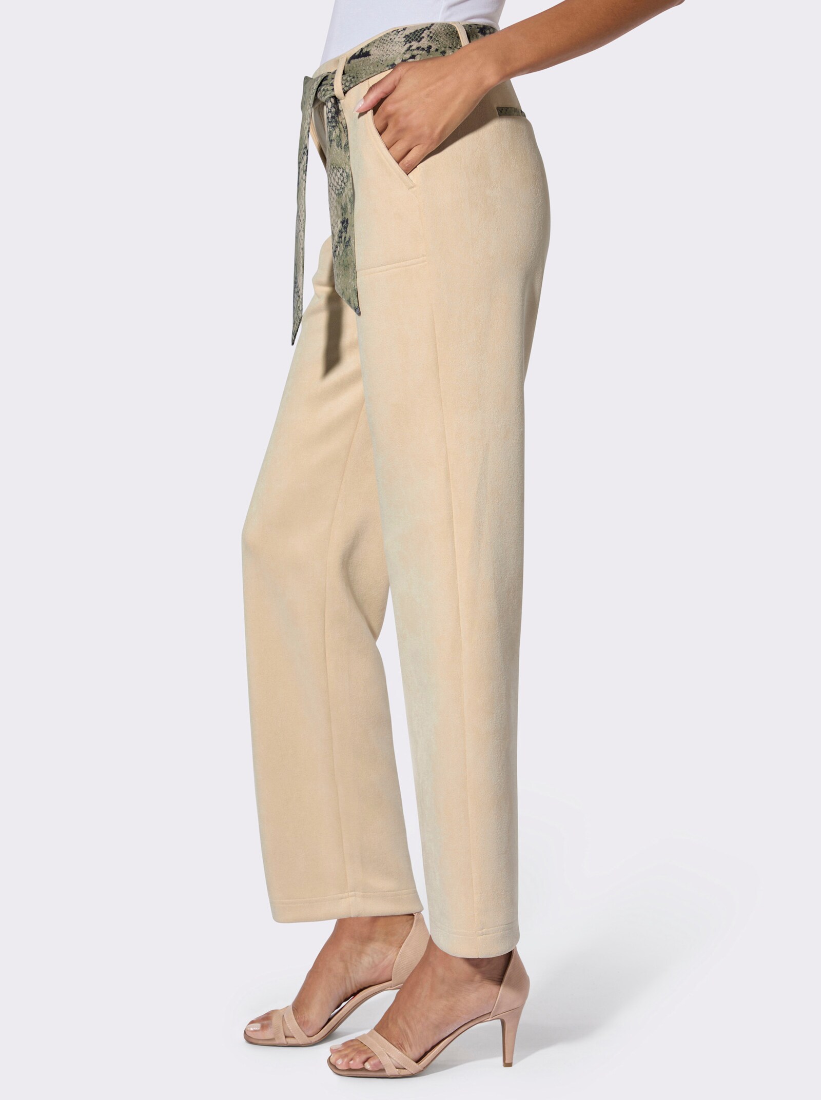 Jerseyhose in Veloursleder-Optik - elfenbein