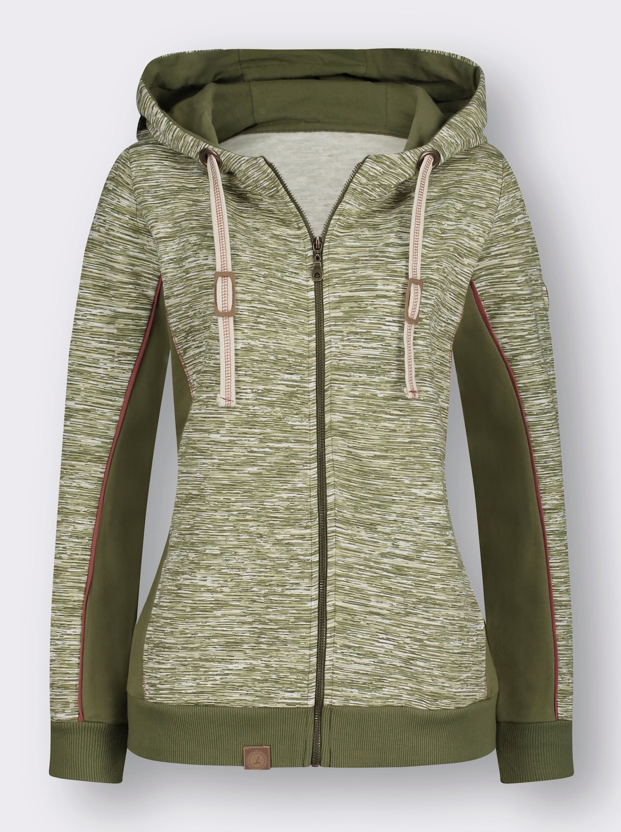 Shirtjacke - olive-weiss-meliert
