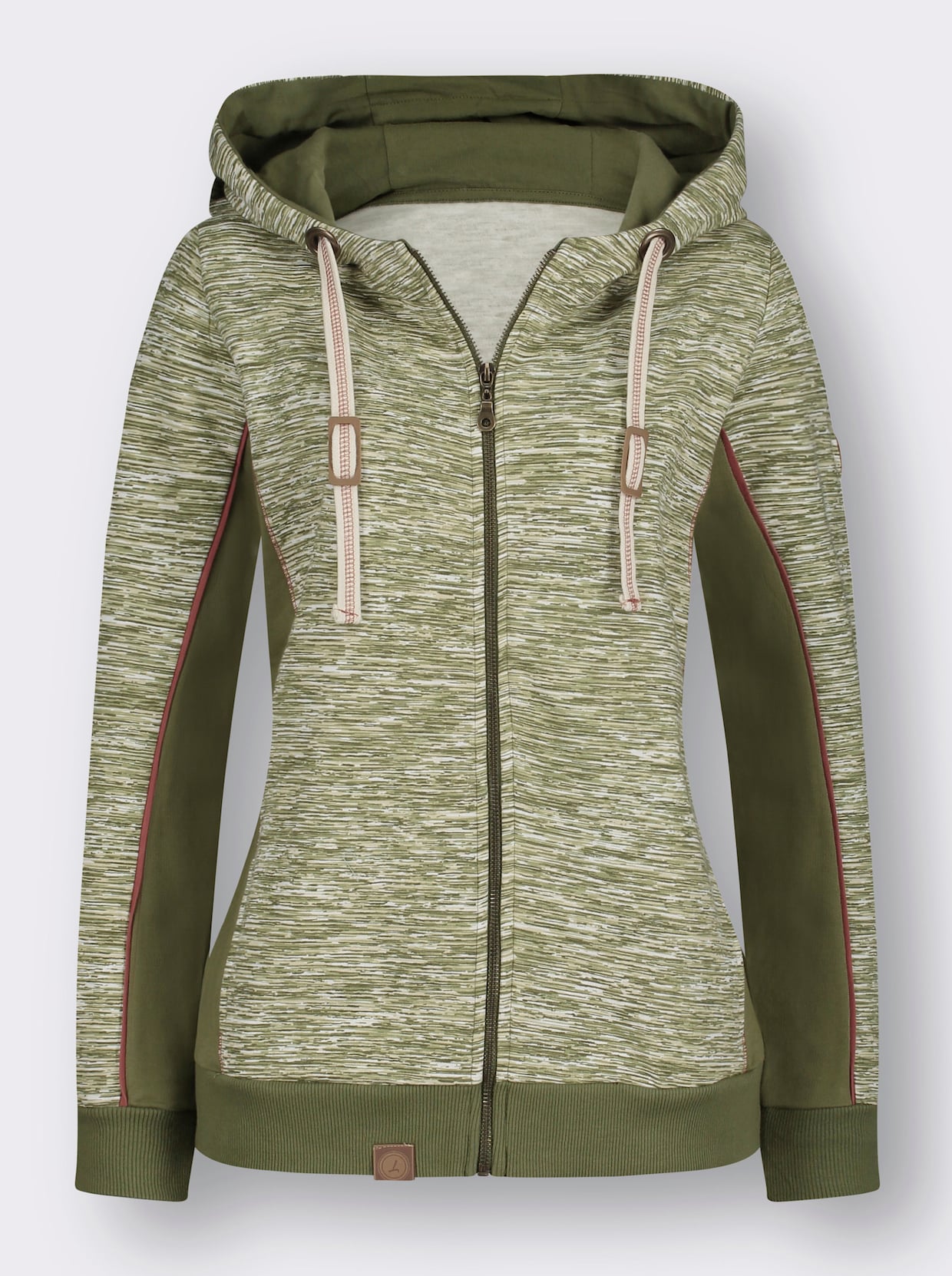 Shirtjacke - olive-weiß-meliert