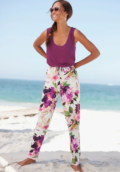 Beachtime Pantalon en jersey - blanc imprimé