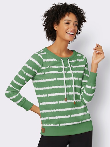 Sweatshirt mit Tunnelzug und Bindeband - apfel-ecru