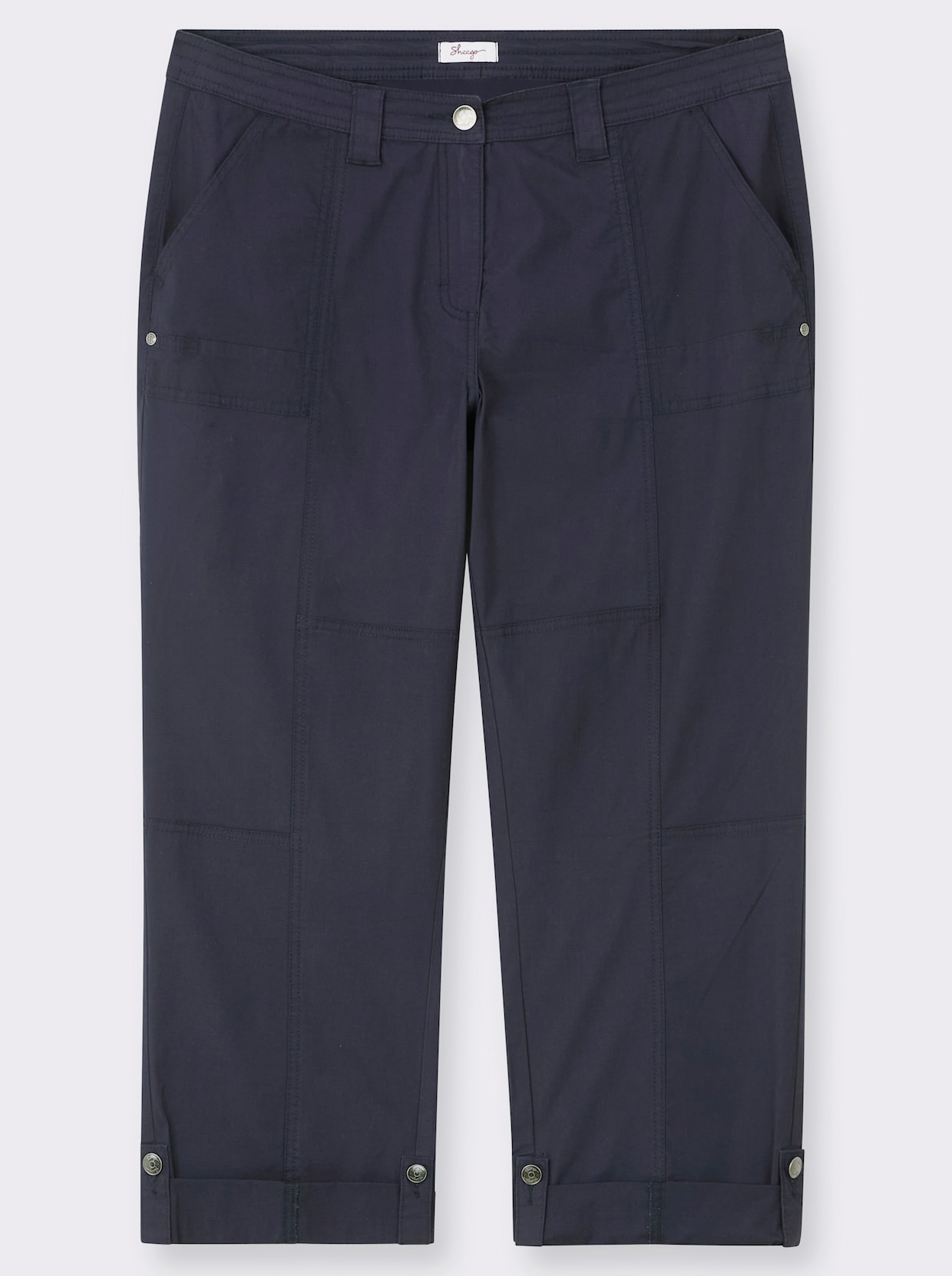 sheego Pantalon retroussable - bleu foncé