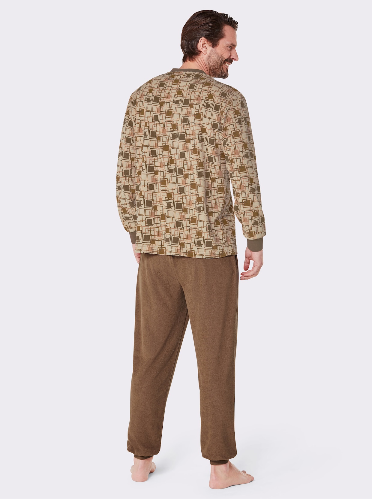 KINGsCLUB Pyjama - beige/bruin geprint