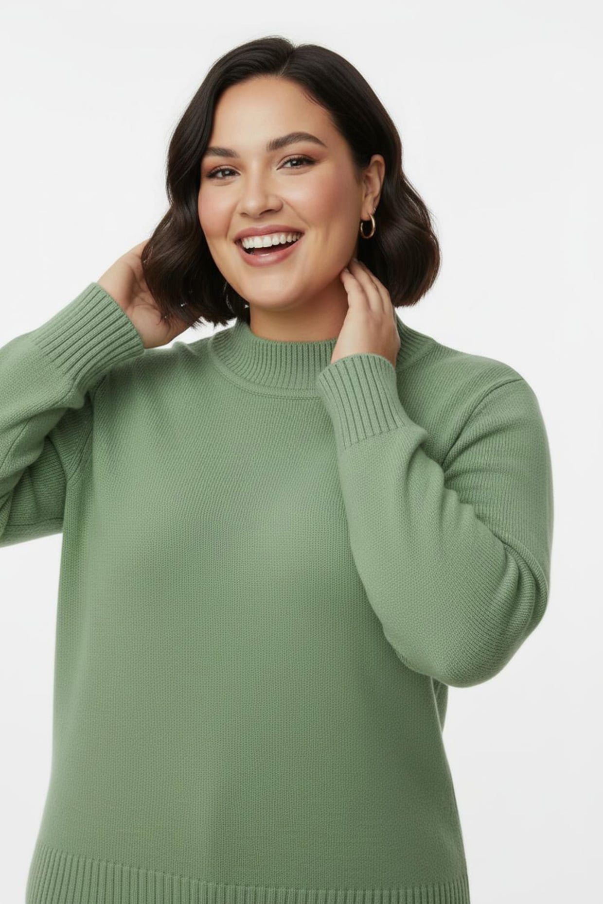 Stehkragenpullover mit Baumwolle - apfel