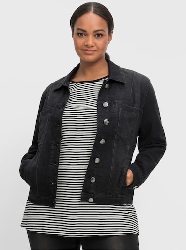 sheego Jeansjacke - black used denim