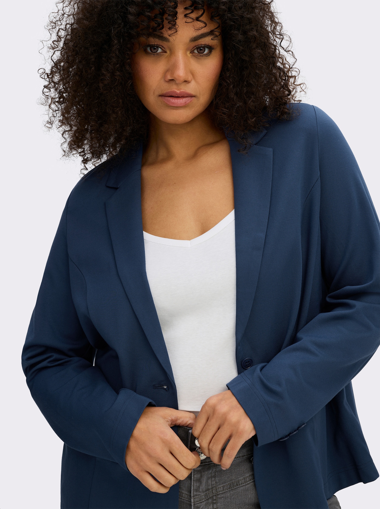  Jerseyblazer in Interlock-Qualität - dunkelblau