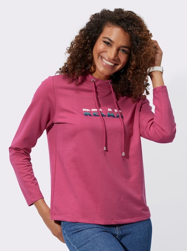 Sweatshirt mit Schriftzug im Vorderteil - fuchsia