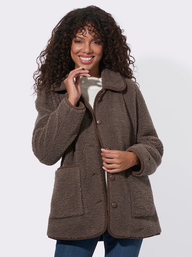  Teddyjacke mit Schmuckknöpfen - dunkeltaupe