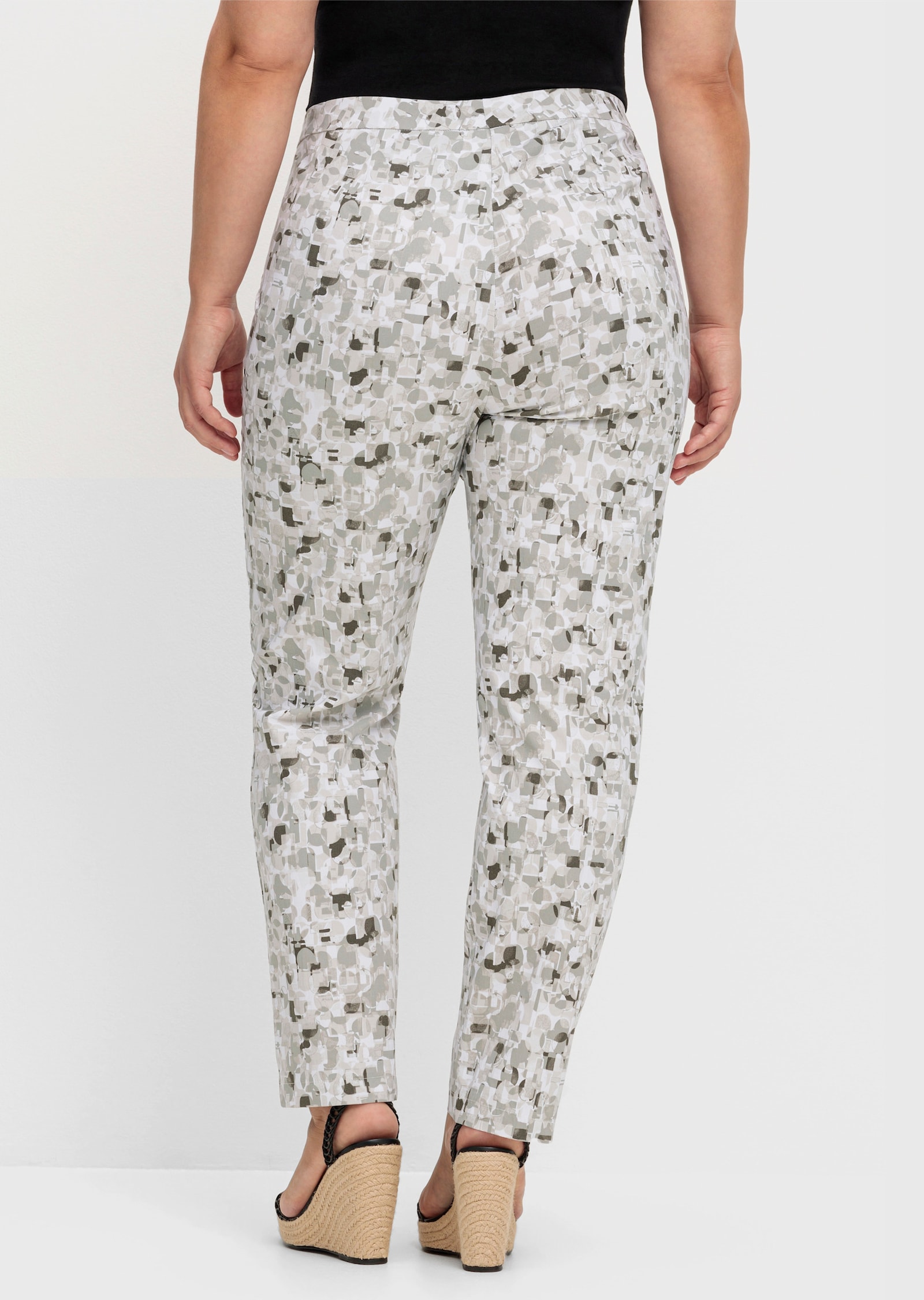 Bengalinhose im Grafik-Dessin - hellgrau-steingrau-bedruckt