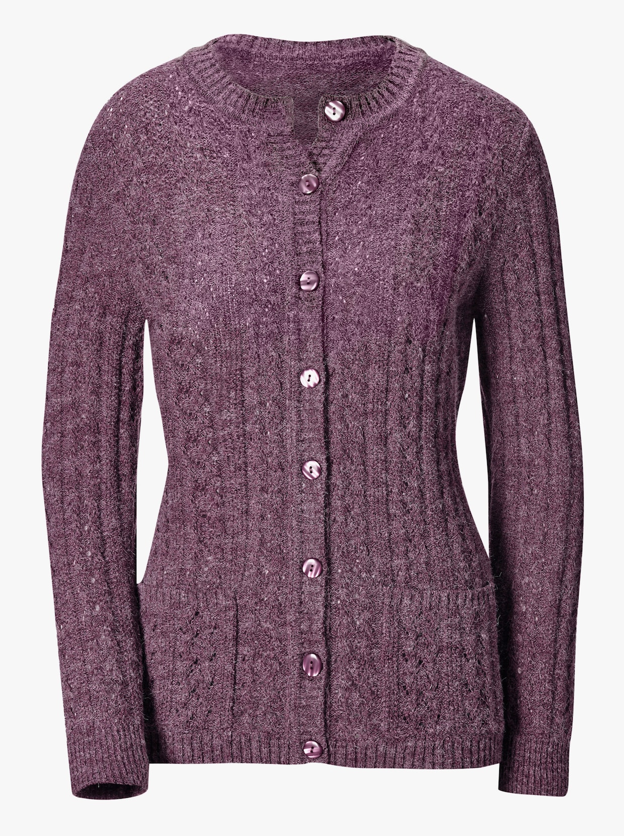 Strickjacke - violett-meliert