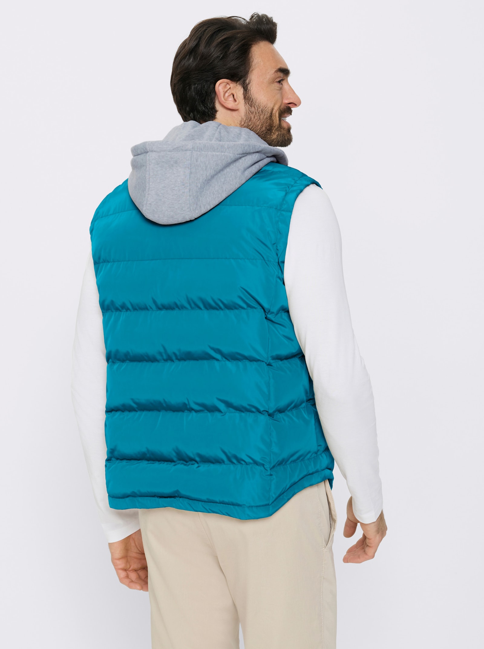 Marco Donati Bodywarmer met capuchon, afritsbaar - topaas