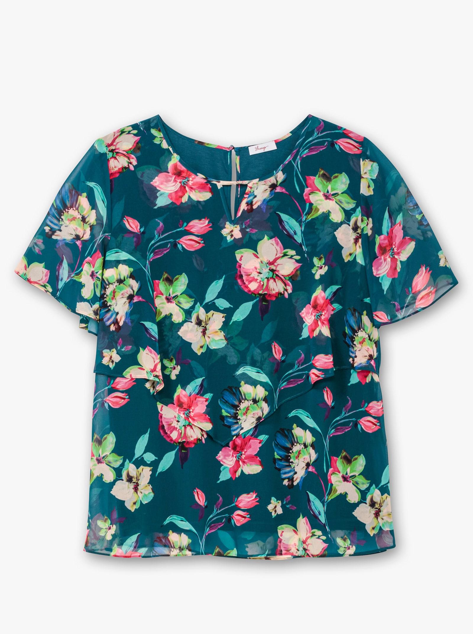 sheego Tunika aus Chiffon - dunkelpetrol-gemustert