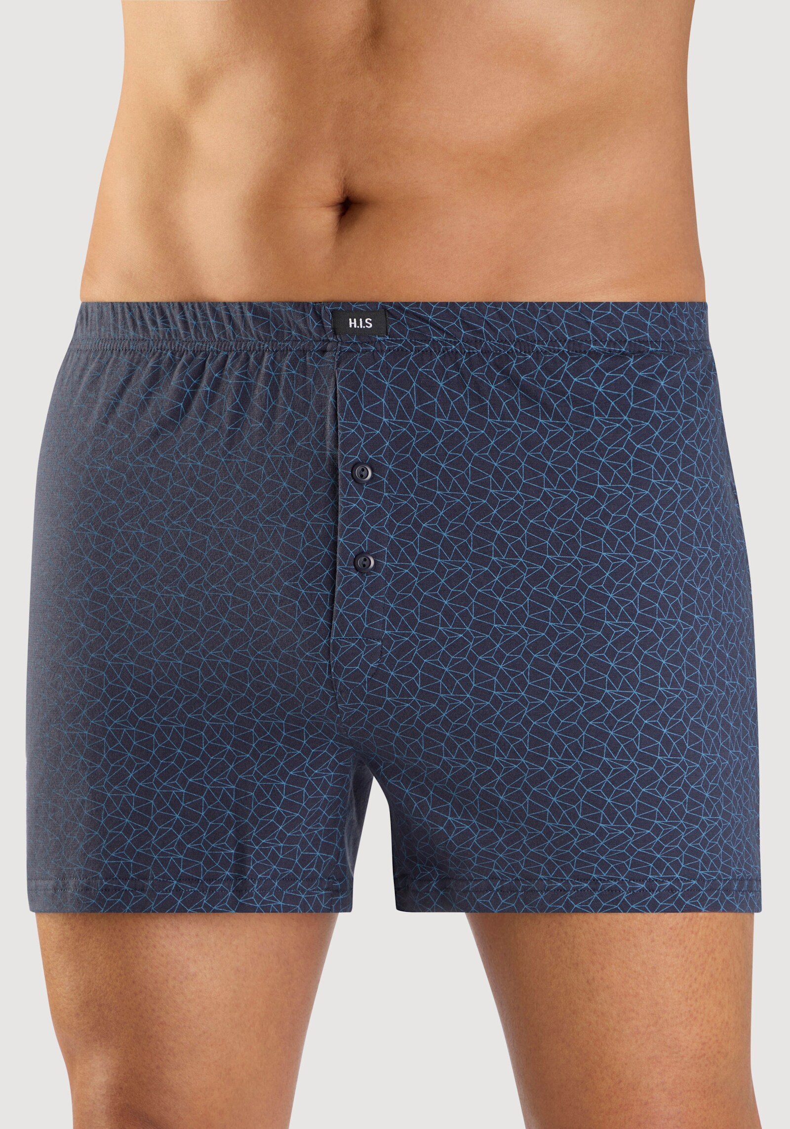 H.I.S Weiter Boxer - blau/navy/hellblau/navy-blau-gestreift/navy-blau-bedruckt