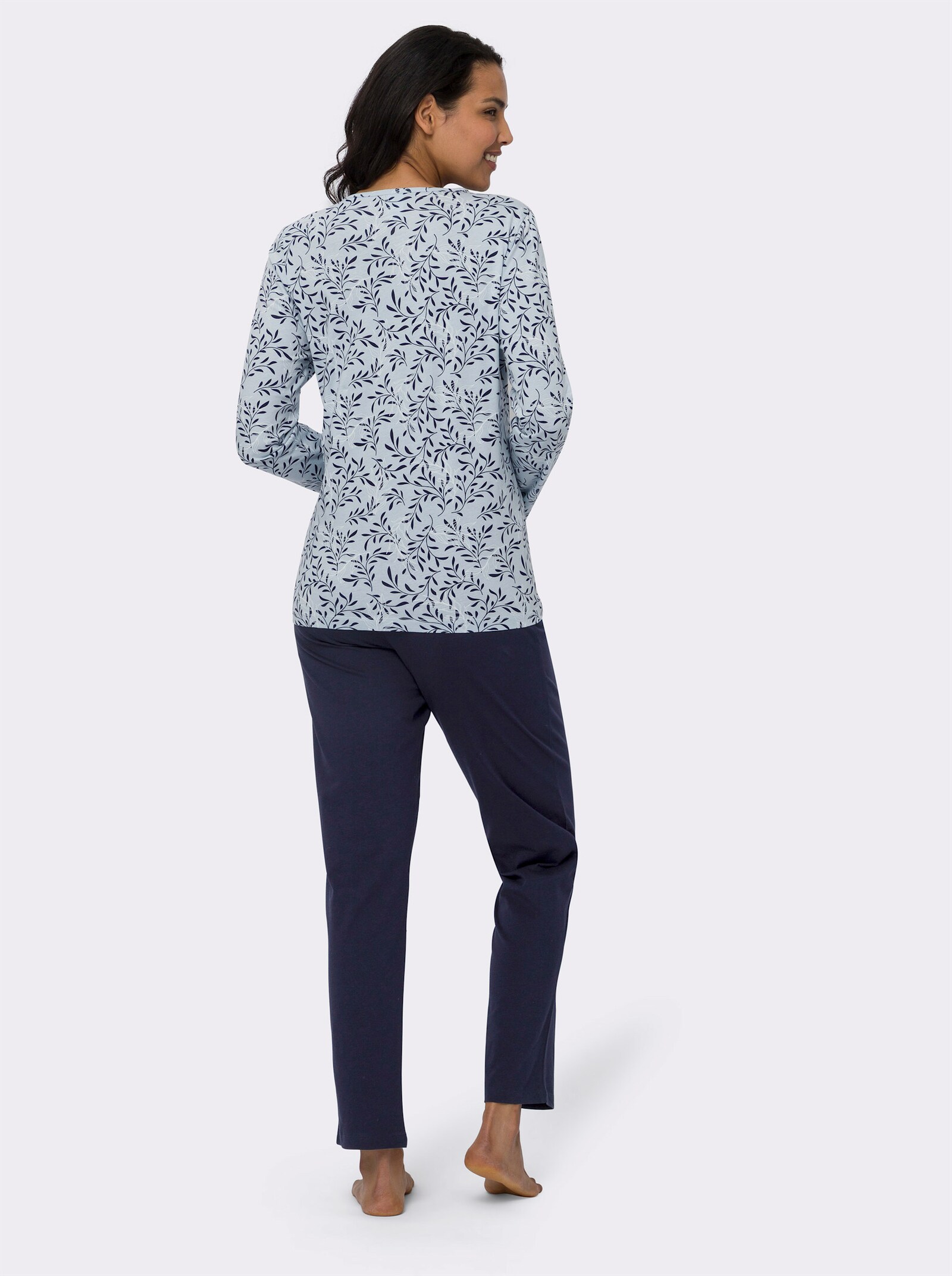 Pyjama met korte knoopsluiting - lichtblauw/marine