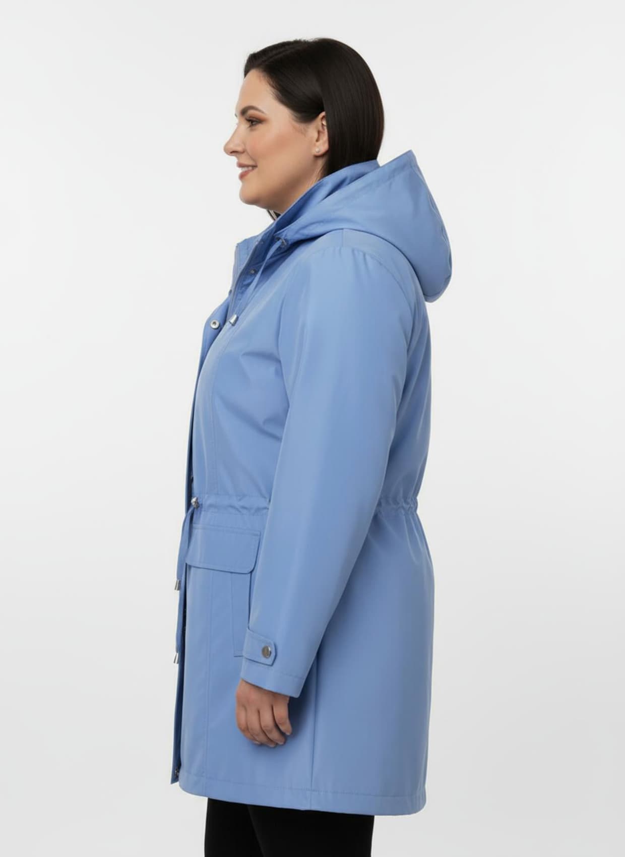Jacke mit regulierbarer Kapuze und Taille - himmelblau