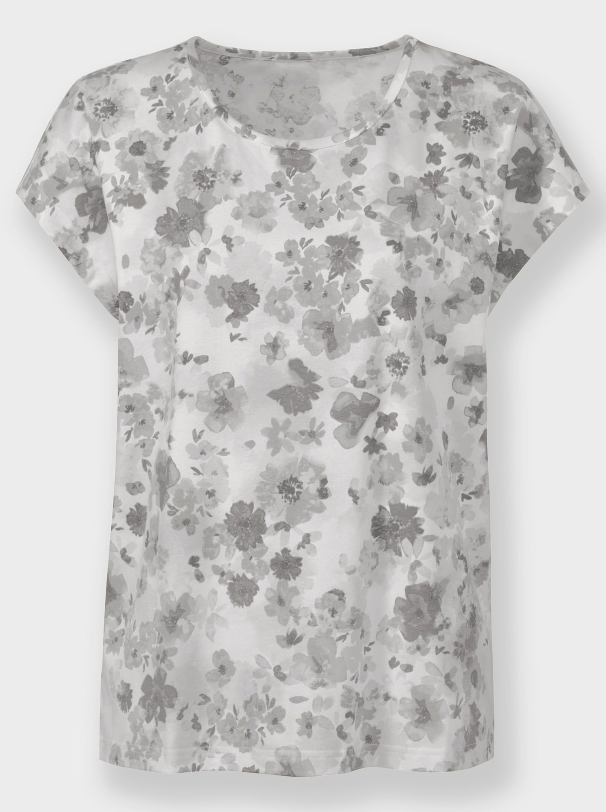 Print-Shirt - grau-weiß-bedruckt