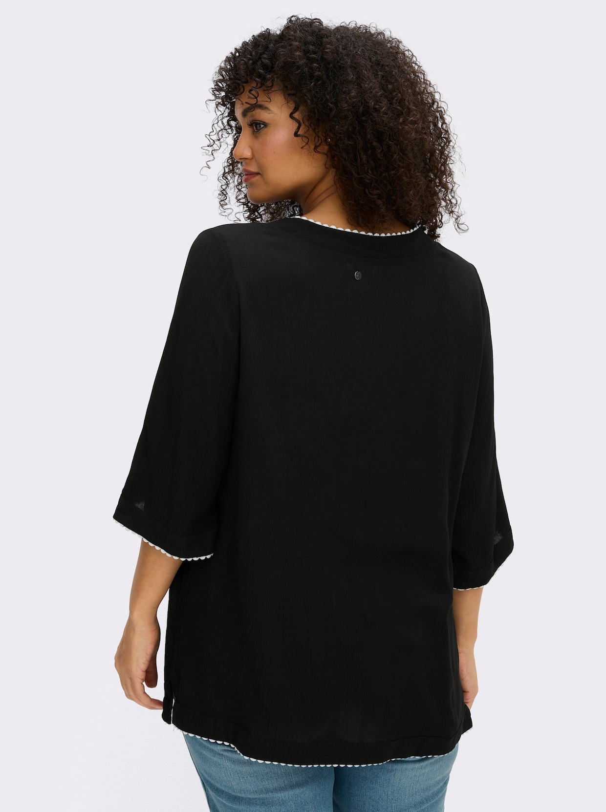 sheego Tuniek met contrastranden - zwart/wit