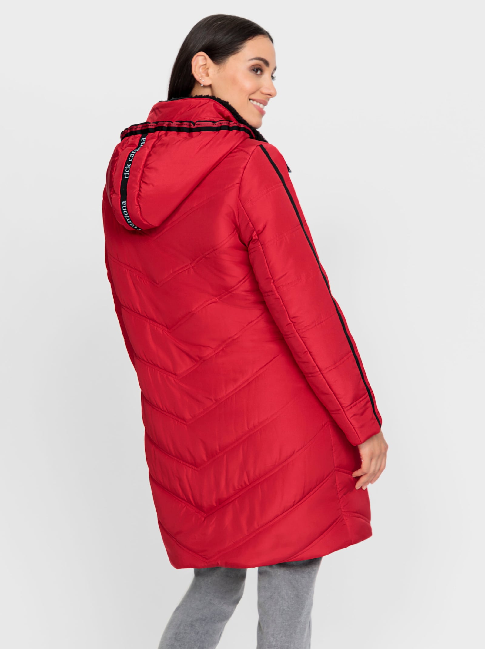 heine Steppmantel mit Teddy-Fleece innen - rot