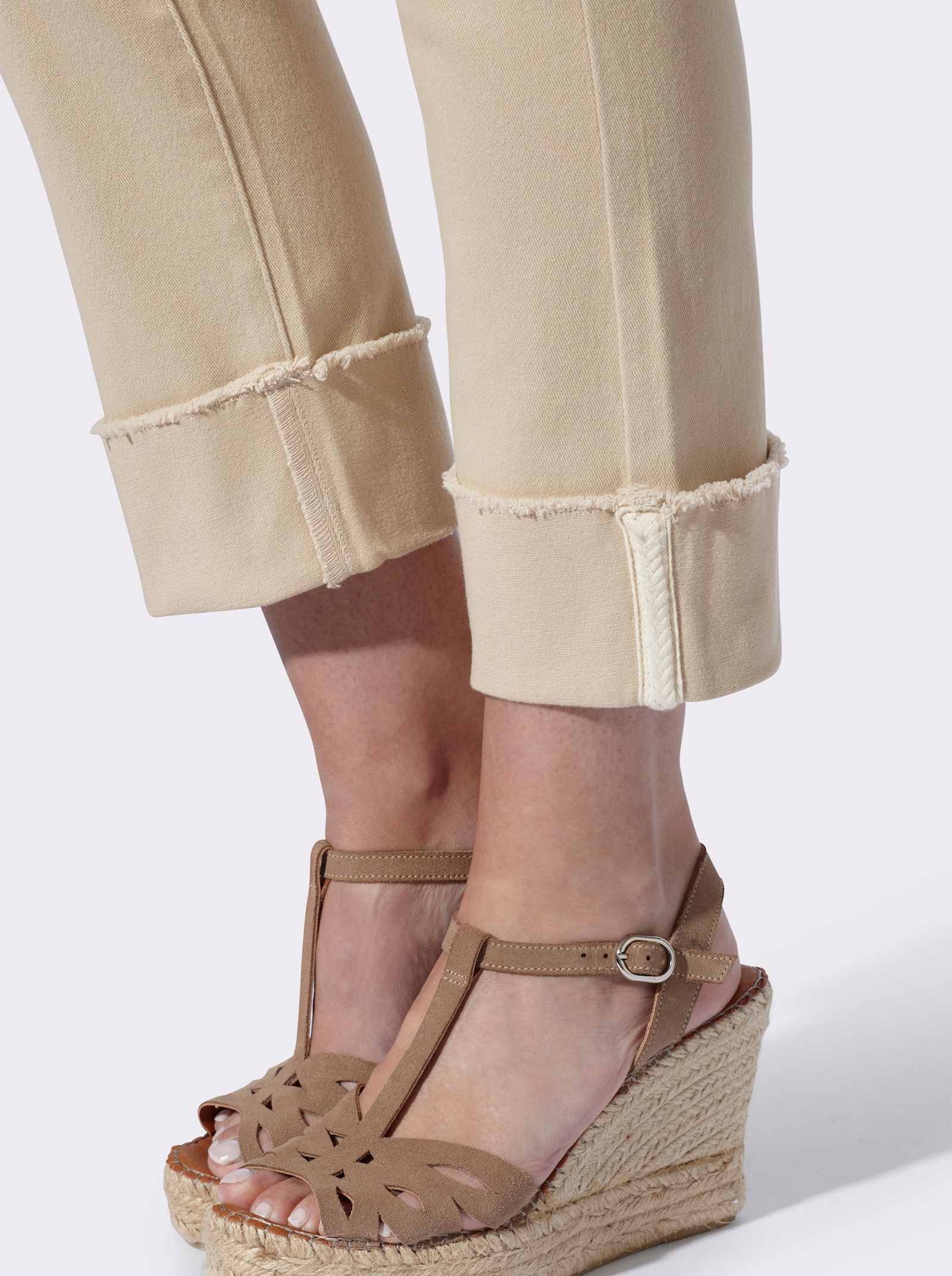 heine 7/8-Jeans mit Häkelborte - sand