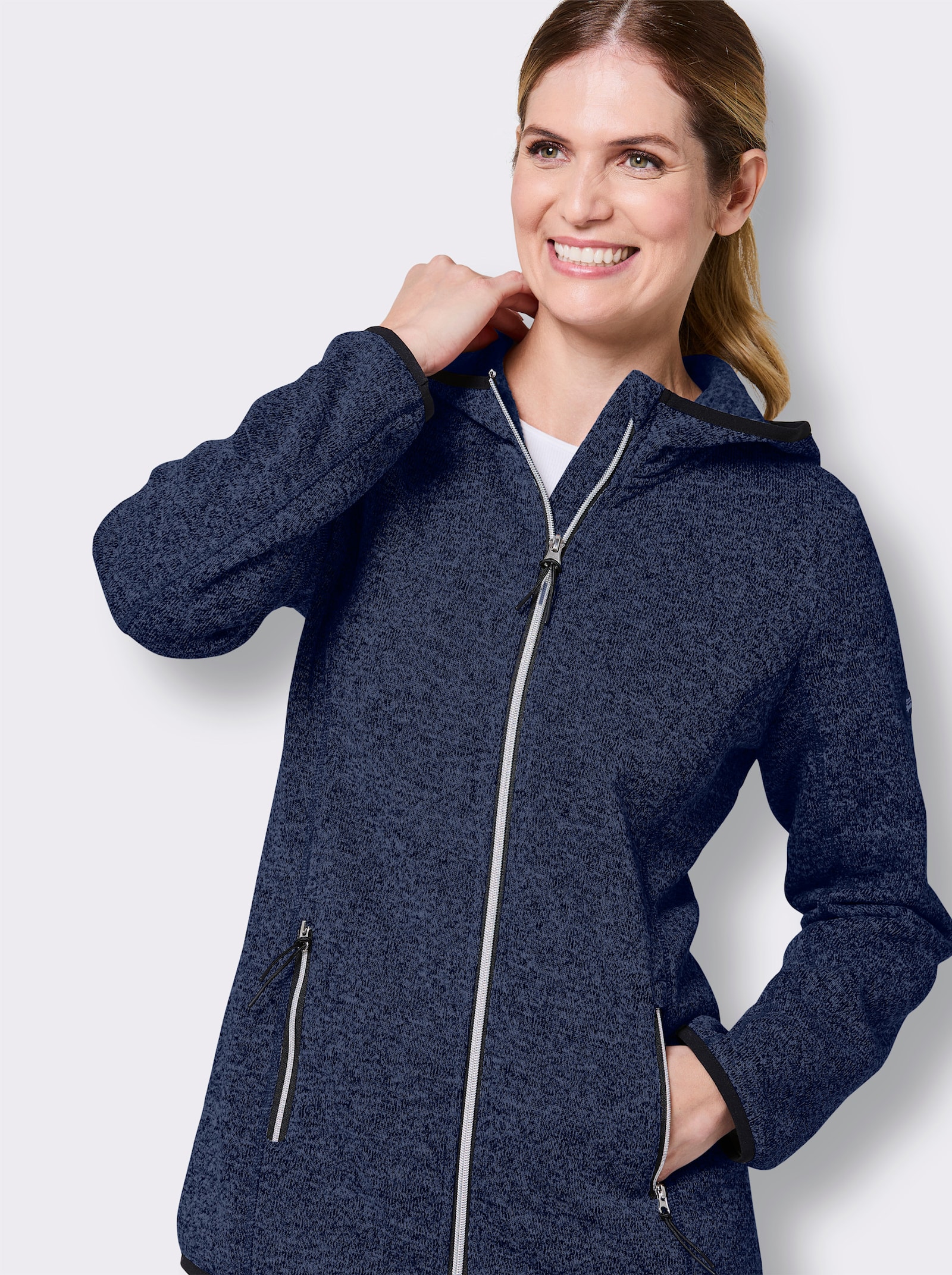 Catamaran Sports Strickfleecejacke mit Kapuze - marine-meliert