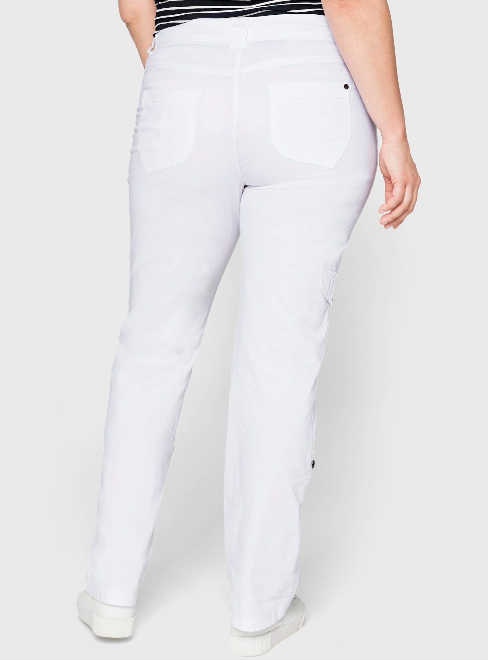 sheego Cargohose mit Krempelfunktion - weiss
