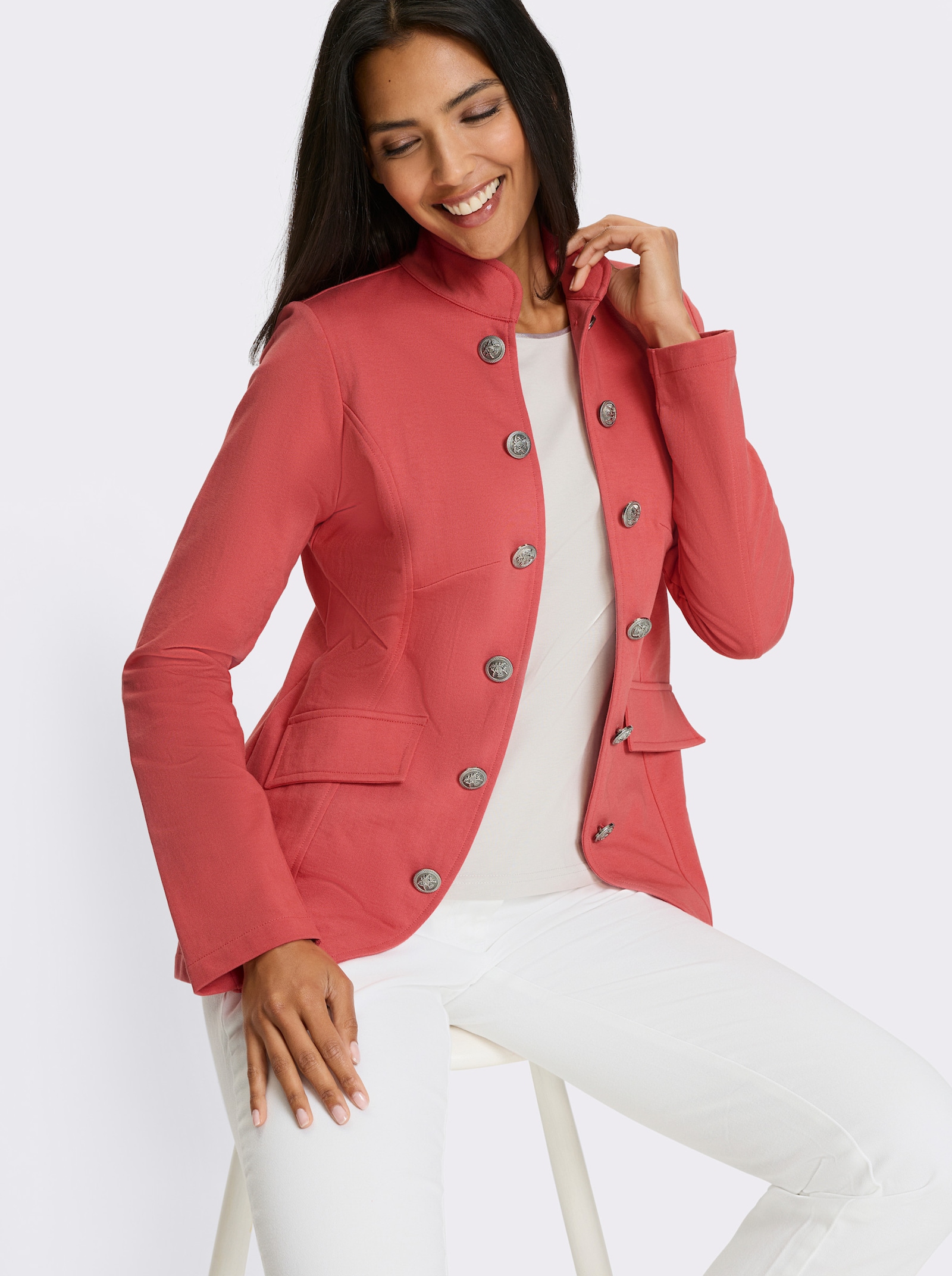 Shirtjasje in militaire stijl - grapefruit