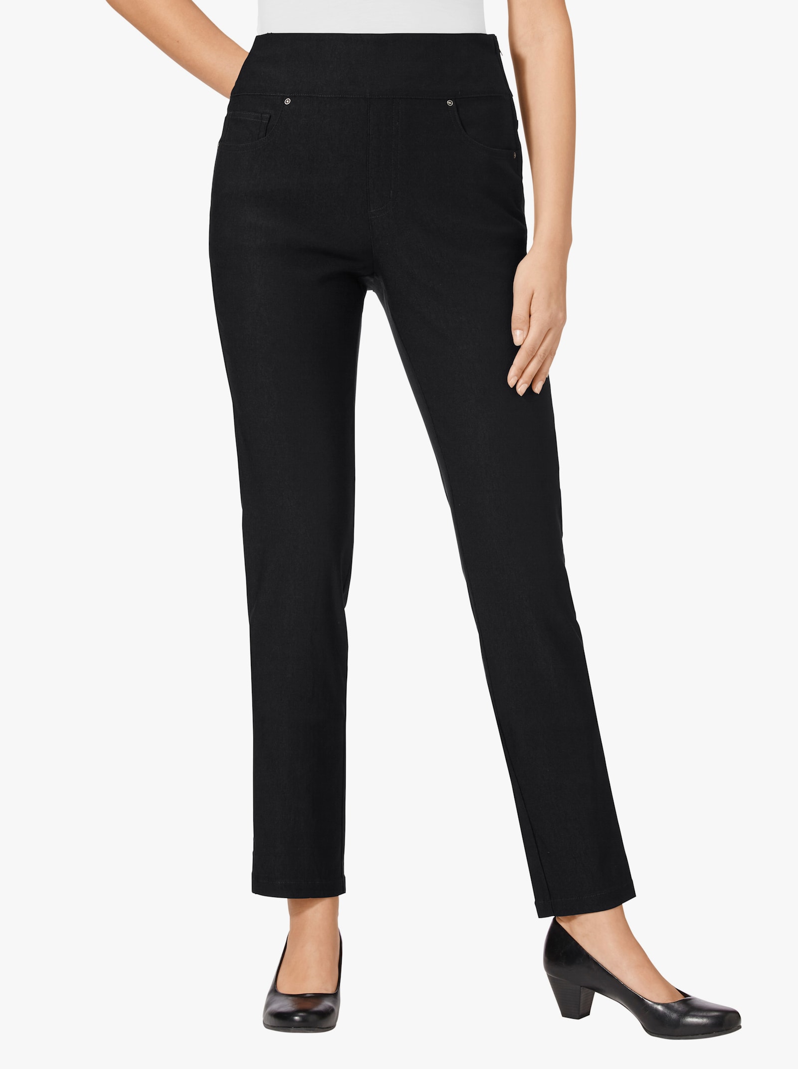 5-pocketsbroek met hoge band - zwart