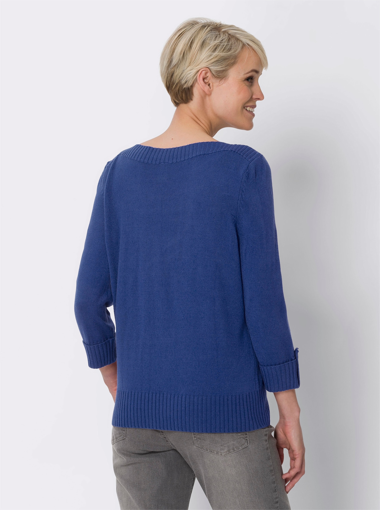 Pullover met 3/4-mouwen - koningsblauw