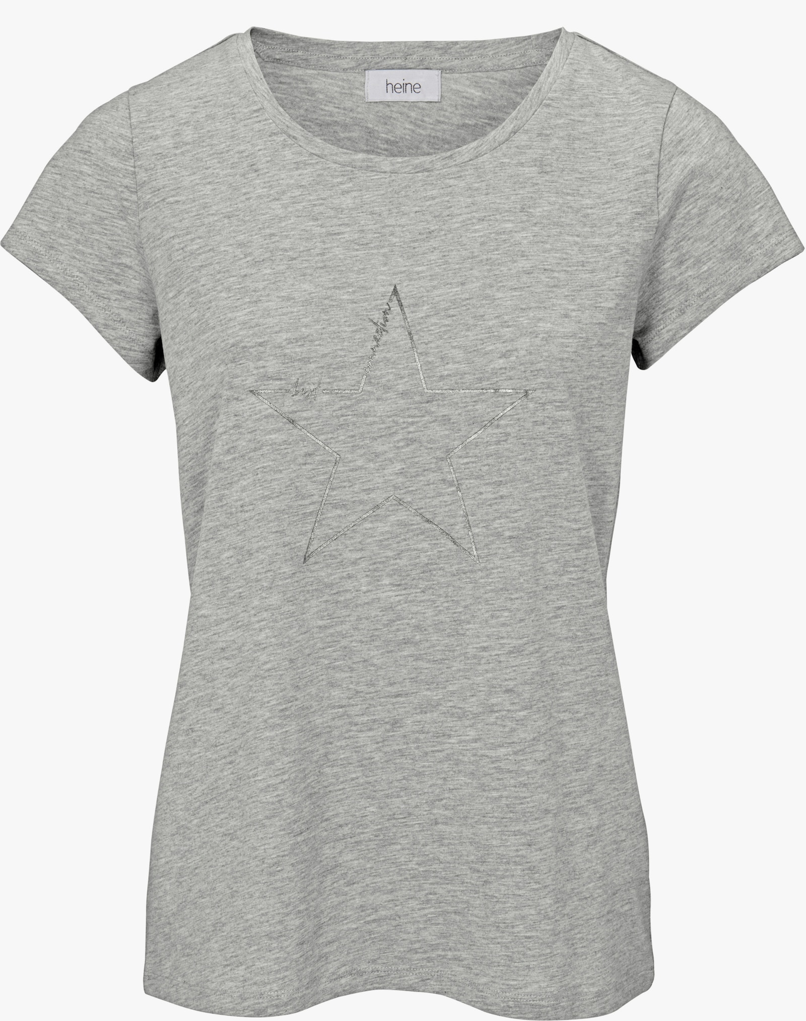 heine T-Shirt aus Flammgarn - grau-melange