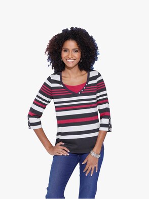 Shirt - marine-rot-gestreift