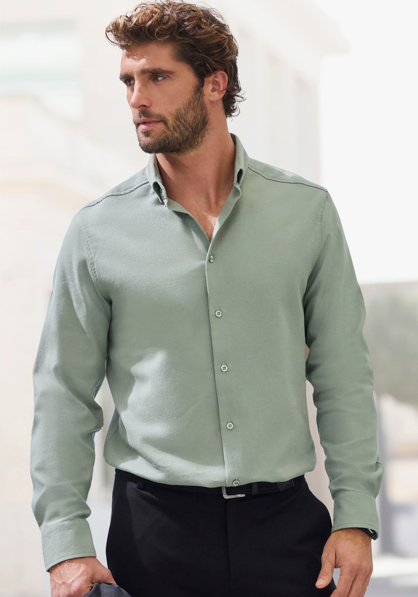 H.I.S Langarmhemd - salbei