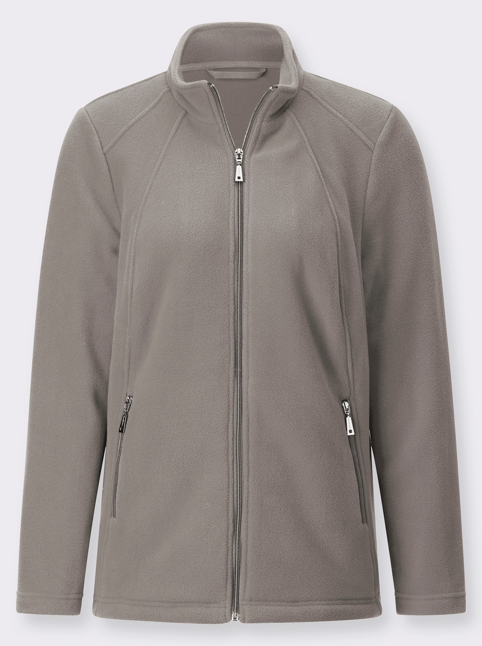 Fleecejacke mit Reißverschluss-Taschen - taupe