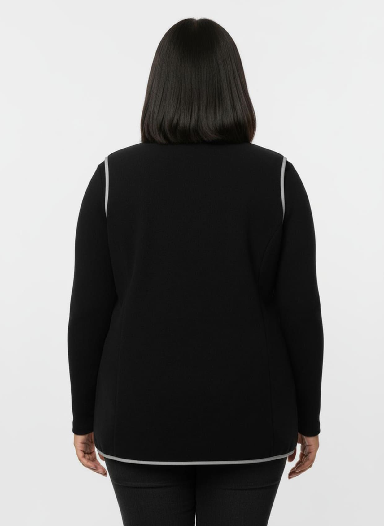 Fleeceweste mit Kontrastpaspeln - schwarz