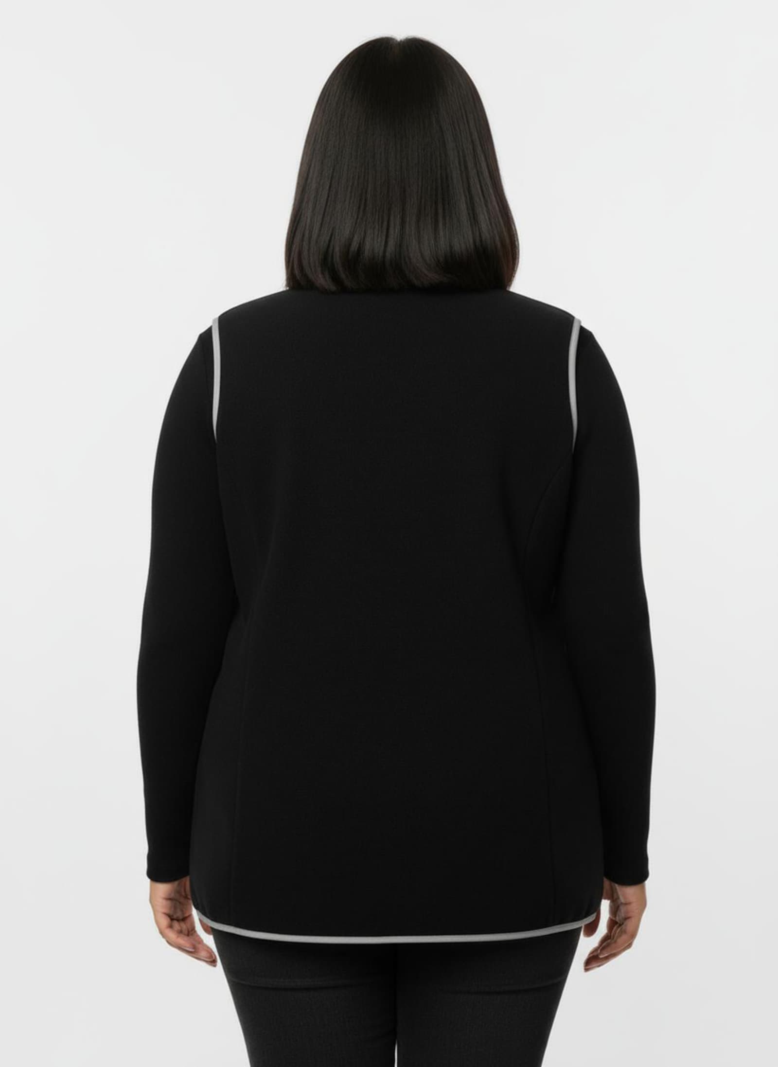 Fleeceweste mit Kontrastpaspeln - schwarz