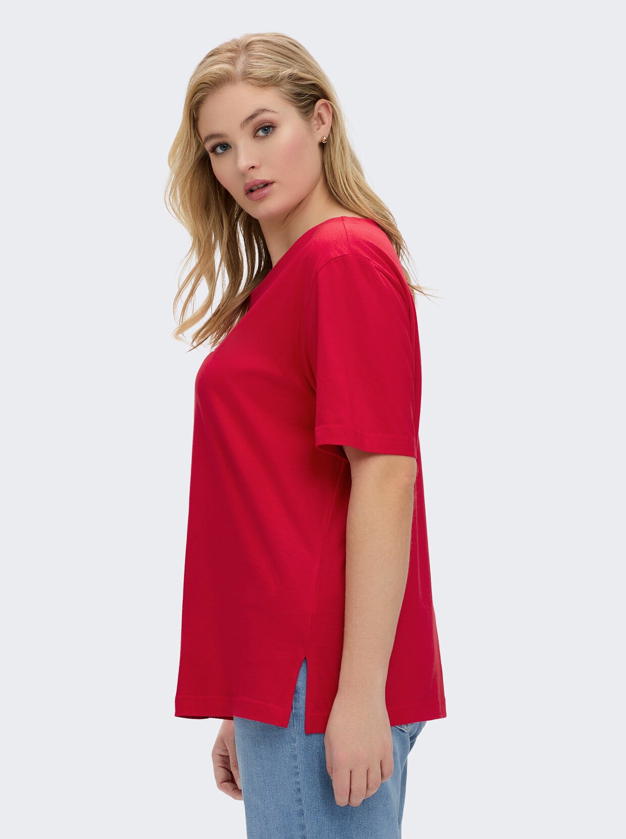 Kurzarmshirt mit Muschel-Druck - rot