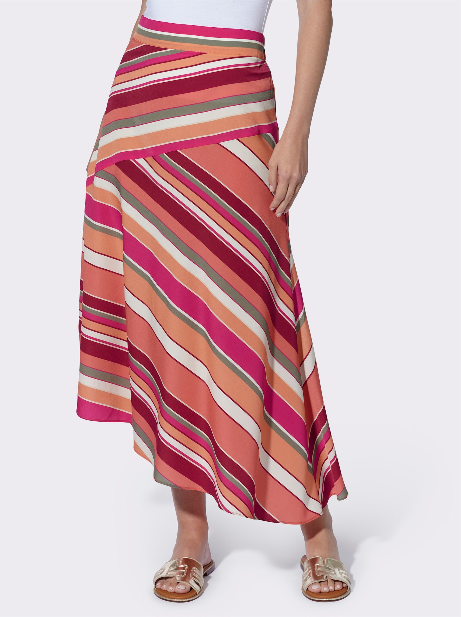 heine Jupe d'été avec motif graphique - pamplemousse-kaki imprimé