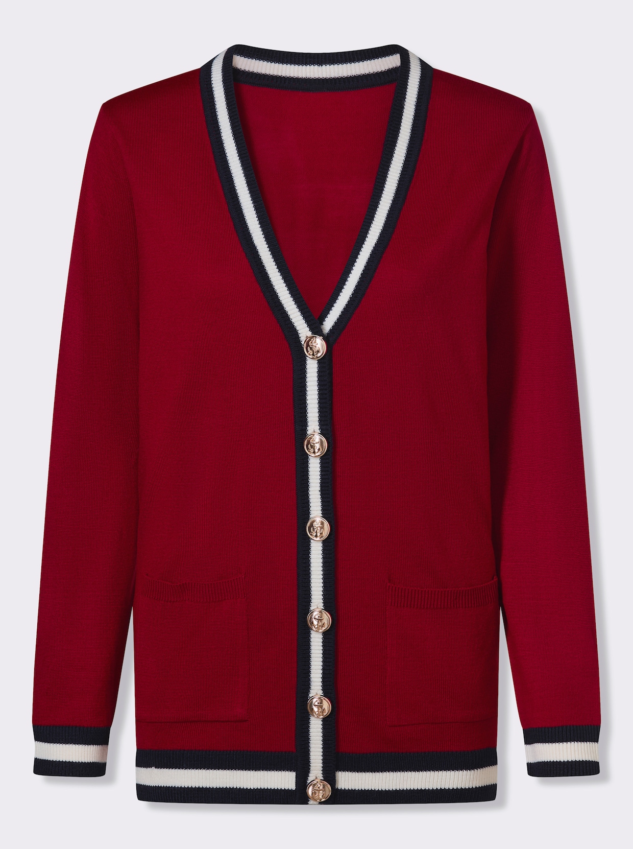 Strickjacke - rot-marine