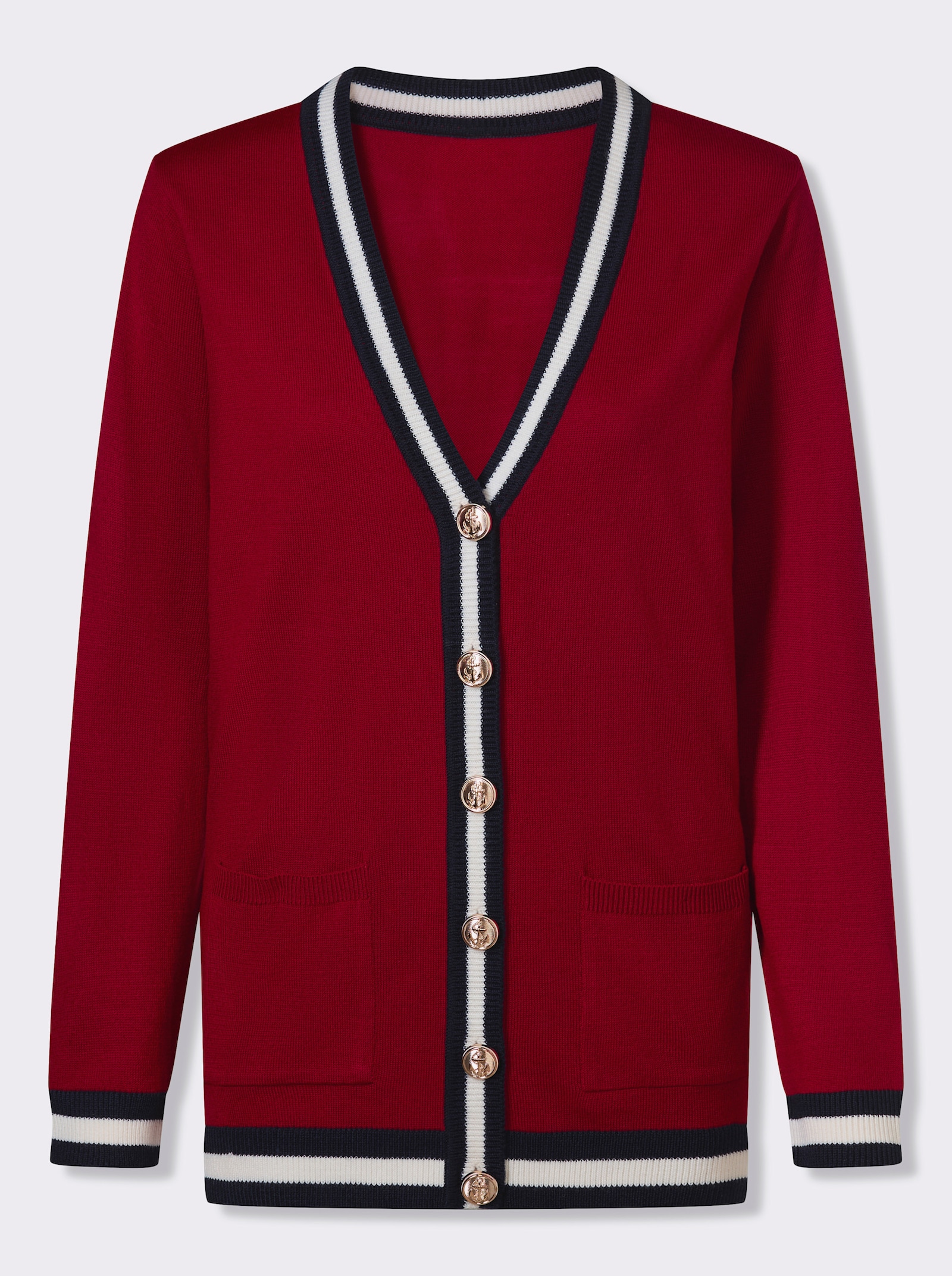 Pletený kardigan - Červená – námornícka modrá